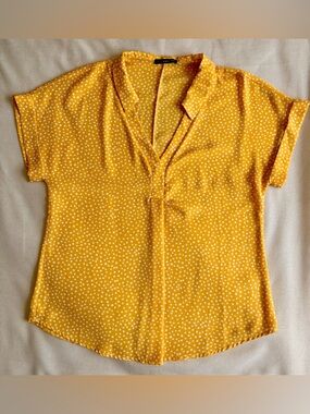 West Kei Yellow Polka Dot Short Sleeve Blouse